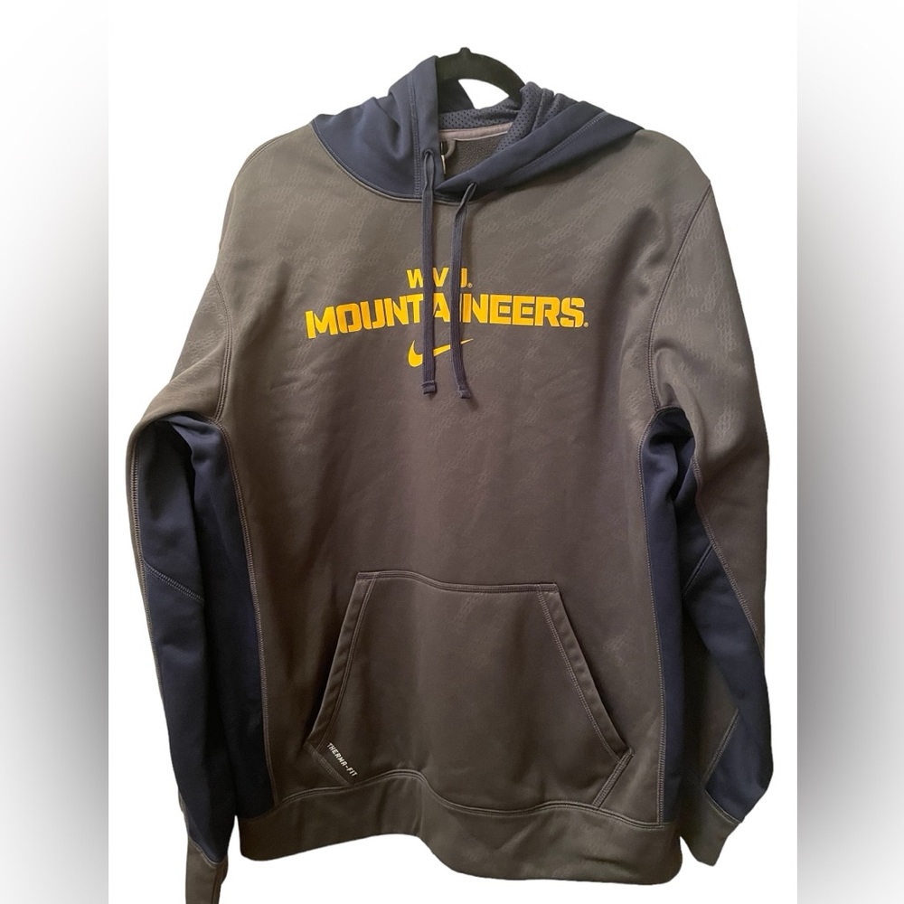 Nike WVU Montaineers Therma Fit gray and navy hoodie size M